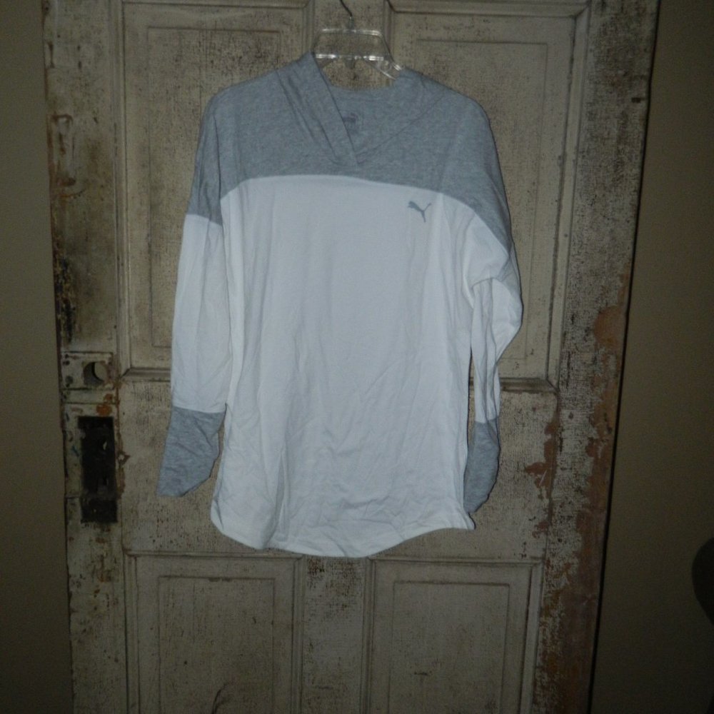 Puma Hoodie Ruched Long Sleeves Womens Size L